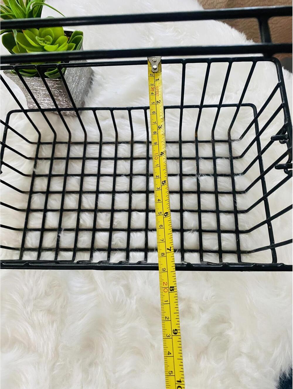 Black Metal Wire Storage Handle Basket and Brown Basket Set - Picture 3 of 10